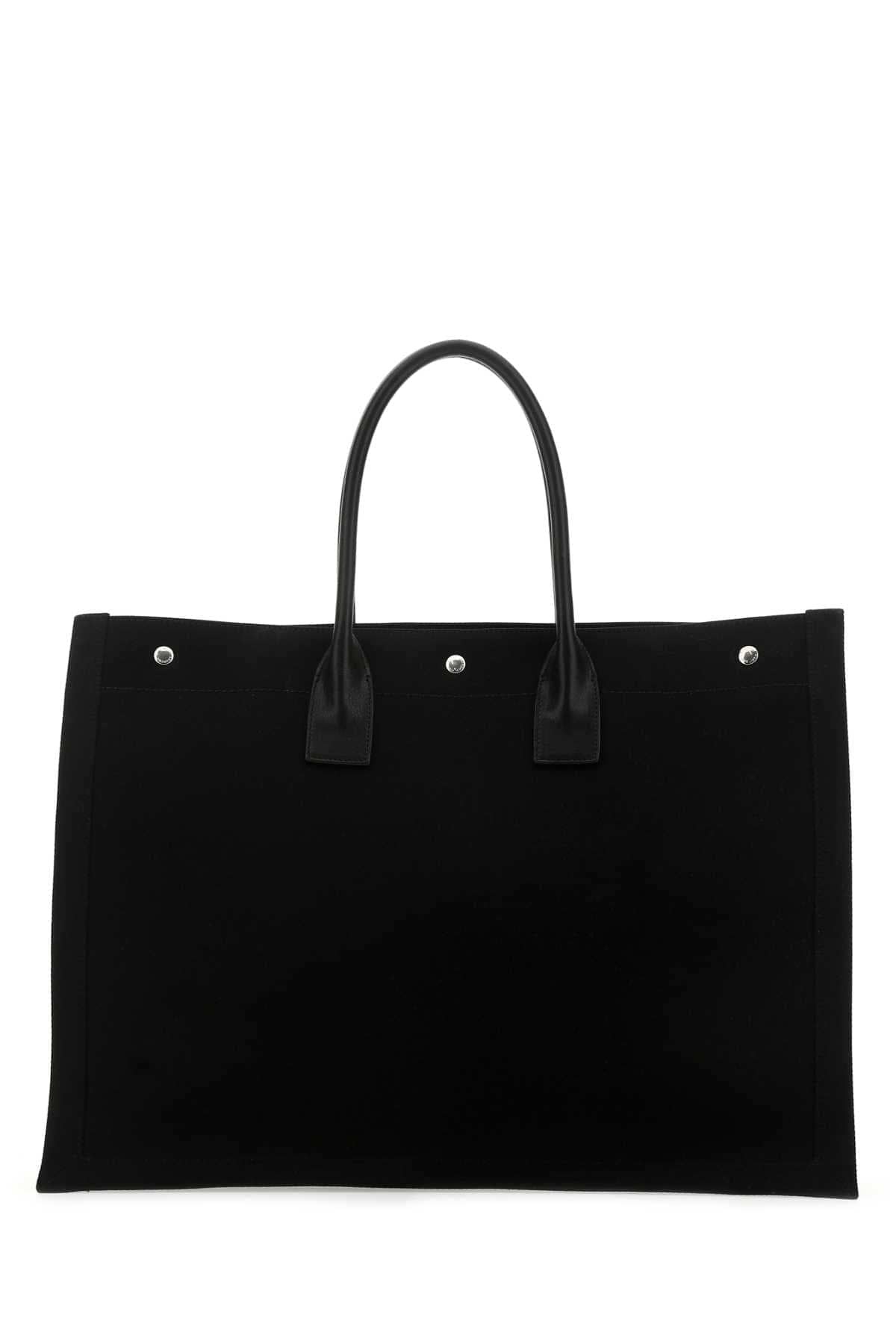 Saint Laurent Men Black Canvas Large Rive Gauche Shopping Bag