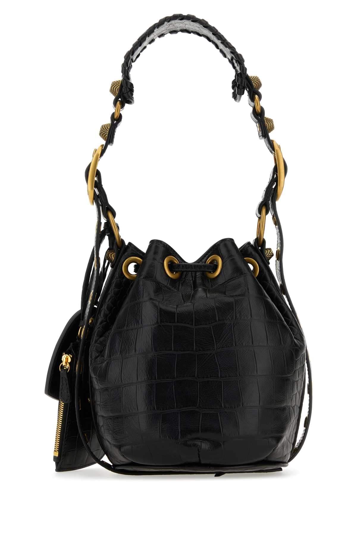 Balenciaga Women Black Leather Le Cagole Xs Bucket Bag