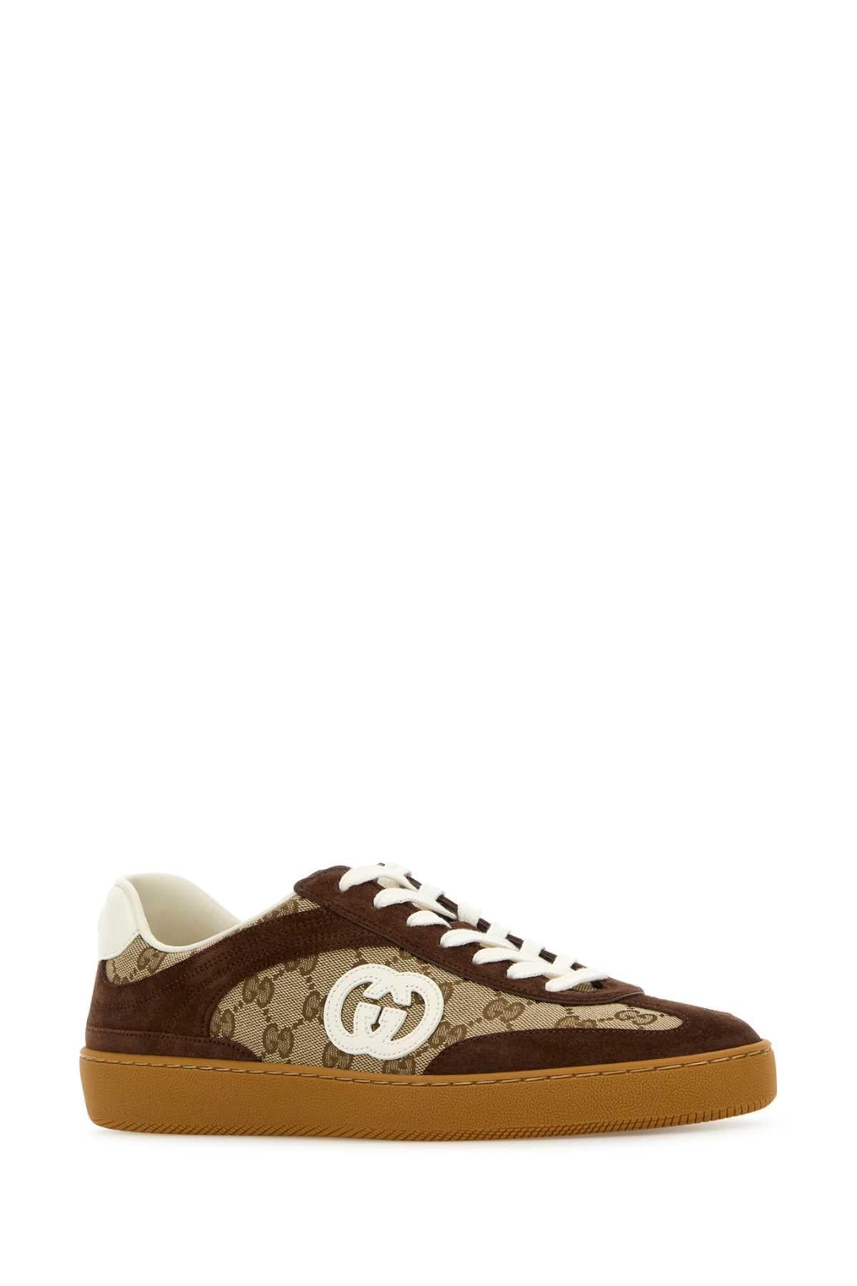 Gucci Men Gg Fabric And Suede Sneakers