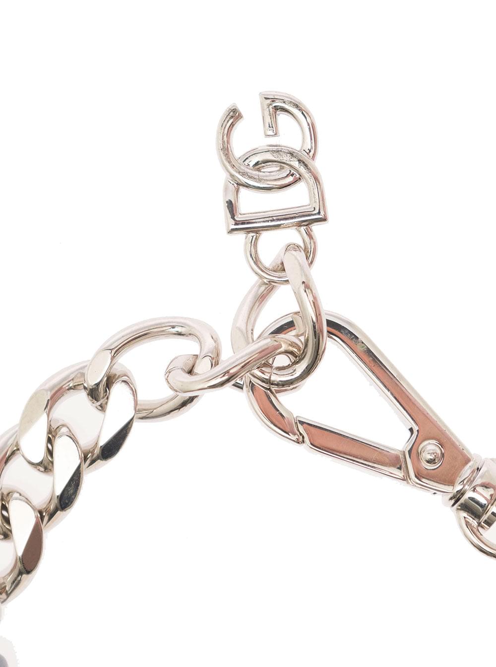 Dolce & Gabbana Women Silver-Colored Bracelet With Shell And Logo Charm In Brass Woman