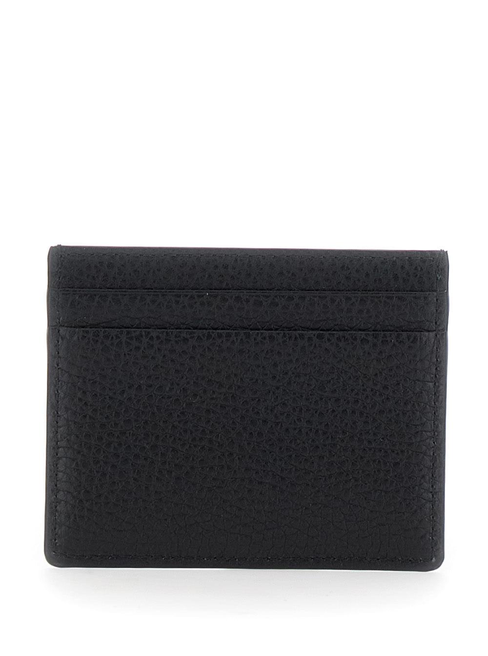 Valentino Garavani Men Black Card Holder With Rockstud Embellishments In Leather Man