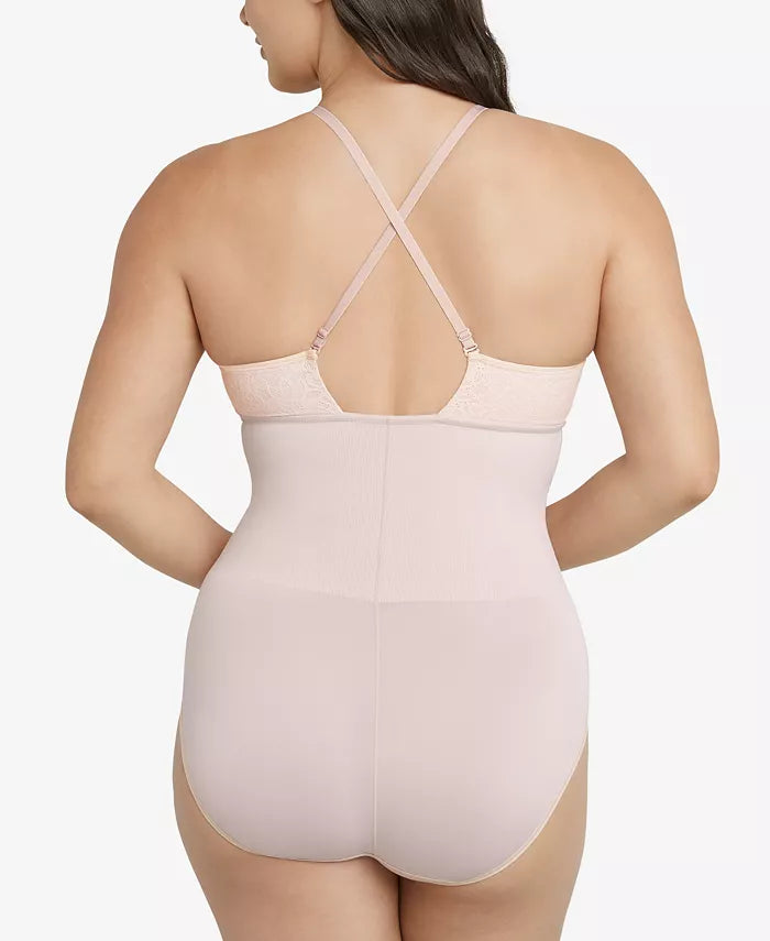 Maidenform Womens Lace Tame Your Tummy Bodysuit in Beige, Size Small