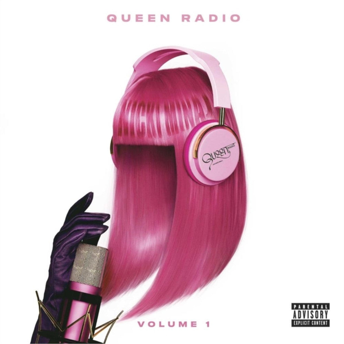 Album cover art for the Nicki Minaj vinyl bundle featuring Queen Radio: Volume 1 and Queen. The image displays the Queen Radio: Volume 1 cover with Nicki Minaj wearing a pink-themed ensemble, headphones, and a black glove holding a microphone, alongside the iconic Queen album artwork. High-quality music collectible, Nicki Minaj vinyl records, 3LP set, Pop Rap music essential, brand new vinyl bundle.