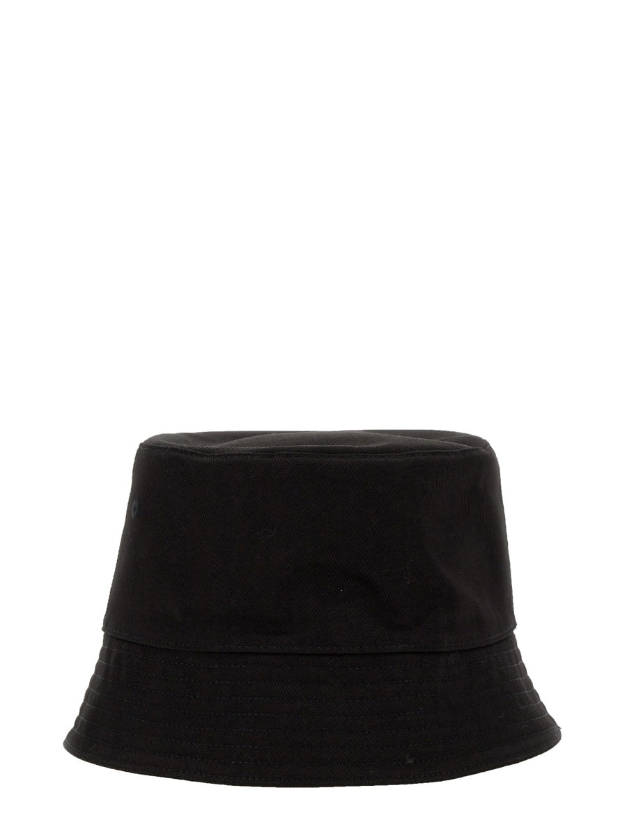 Black bucket hat on a white background