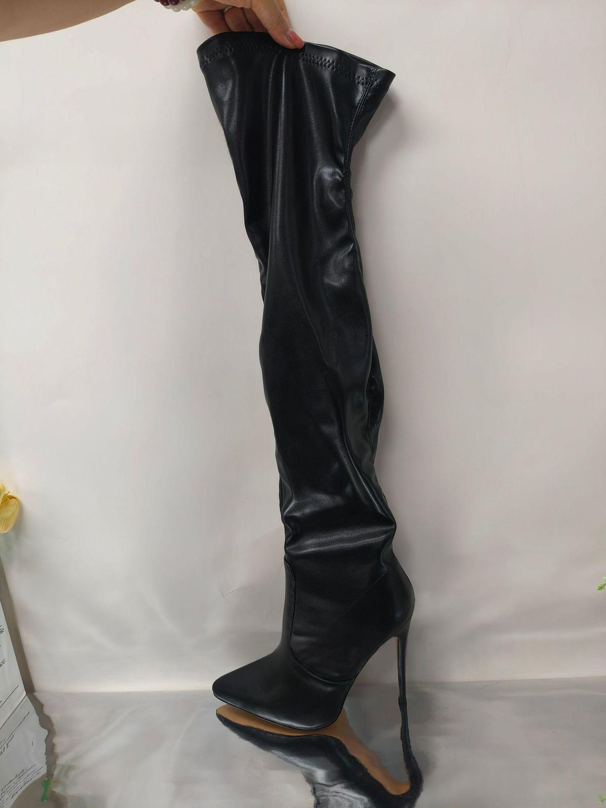 Stiletto-heeled Pointed-toe Thigh-high Boots Sexy Stretchy Skinny Boots