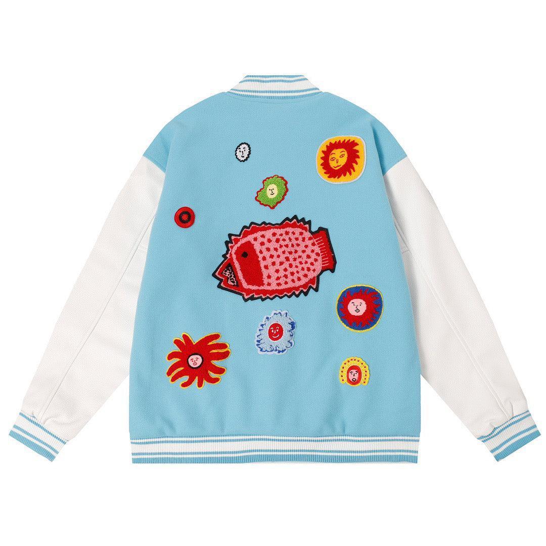 Louis Vuitton LV x YK Embroidered Faces Varsity Blouson 'South sea'