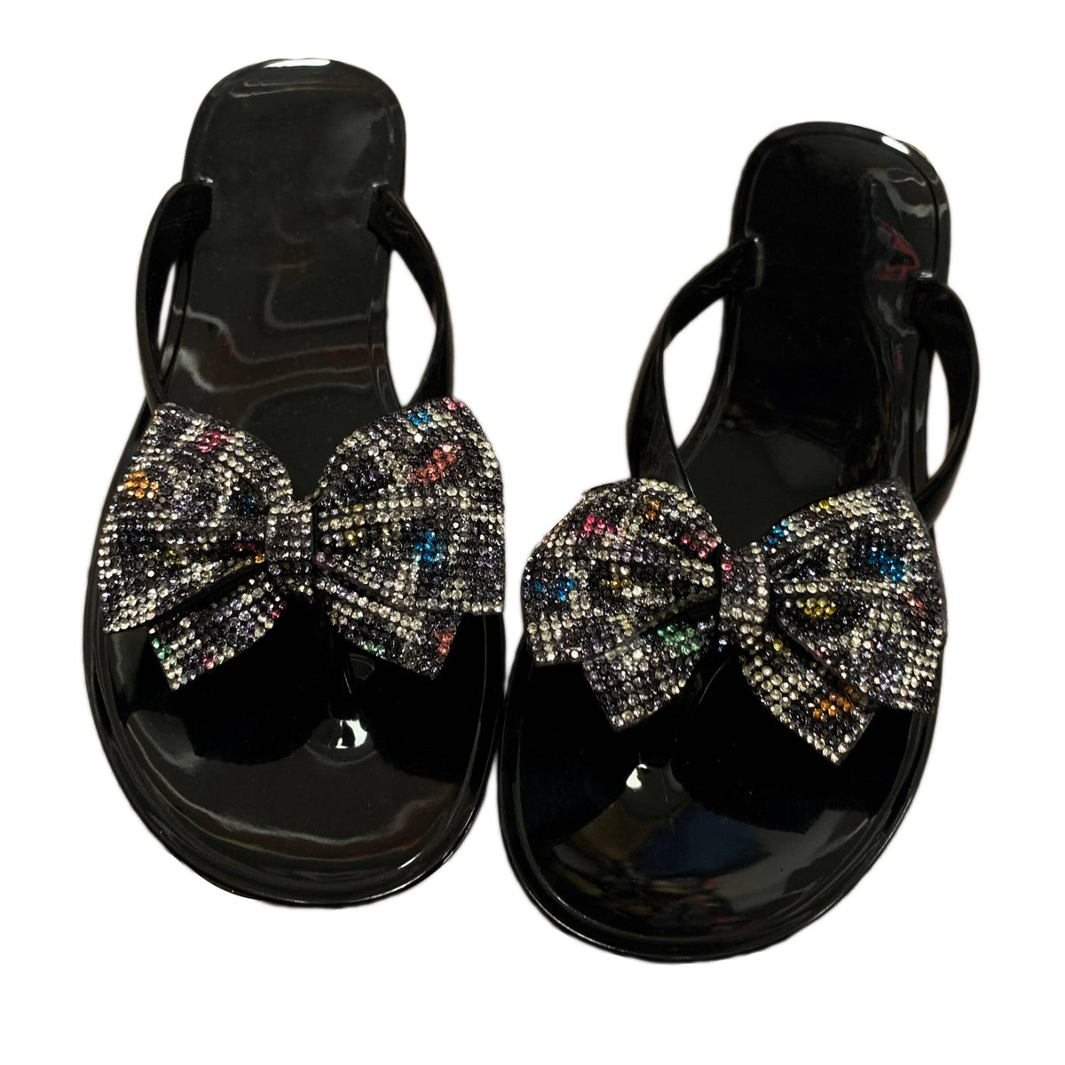 Bling Bow Thong Sandals -Mutli Color Leopard {Order A Full Size Larger}