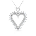 Heart-shaped diamond pendant on a white background