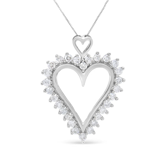 Heart-shaped diamond pendant on a white background