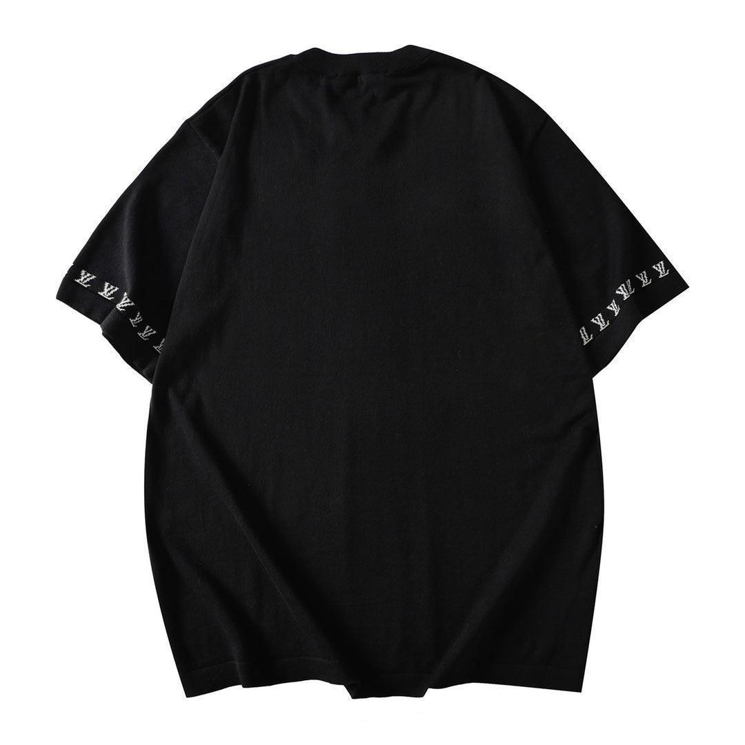 Black t-shirt with white text on sleeves against a white background Louis Vuitton T-Shirt Without Collar 'Black'
