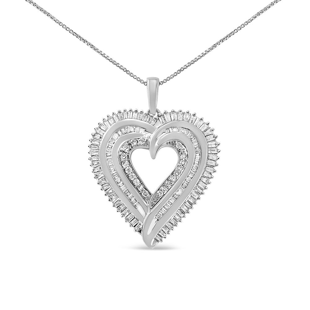 Heart-shaped diamond pendant on a white background