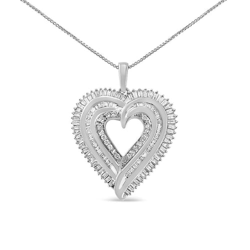 Heart-shaped diamond pendant on a white background