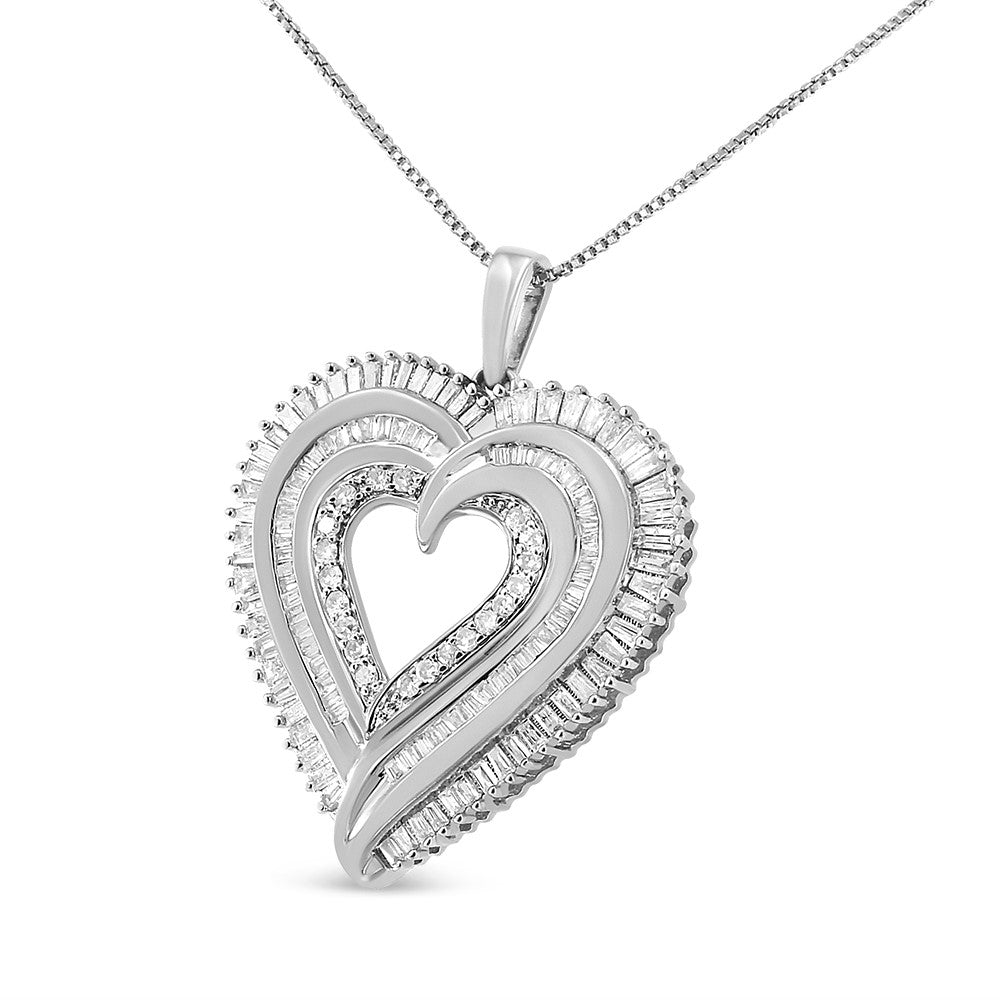 Heart-shaped diamond pendant on a white background
