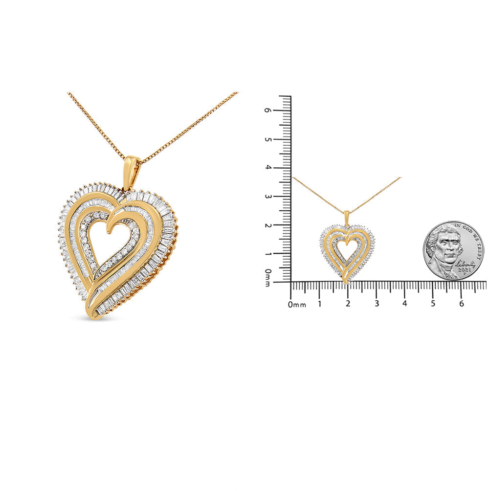 Gold heart-shaped pendant with a ruler for scale on a white background