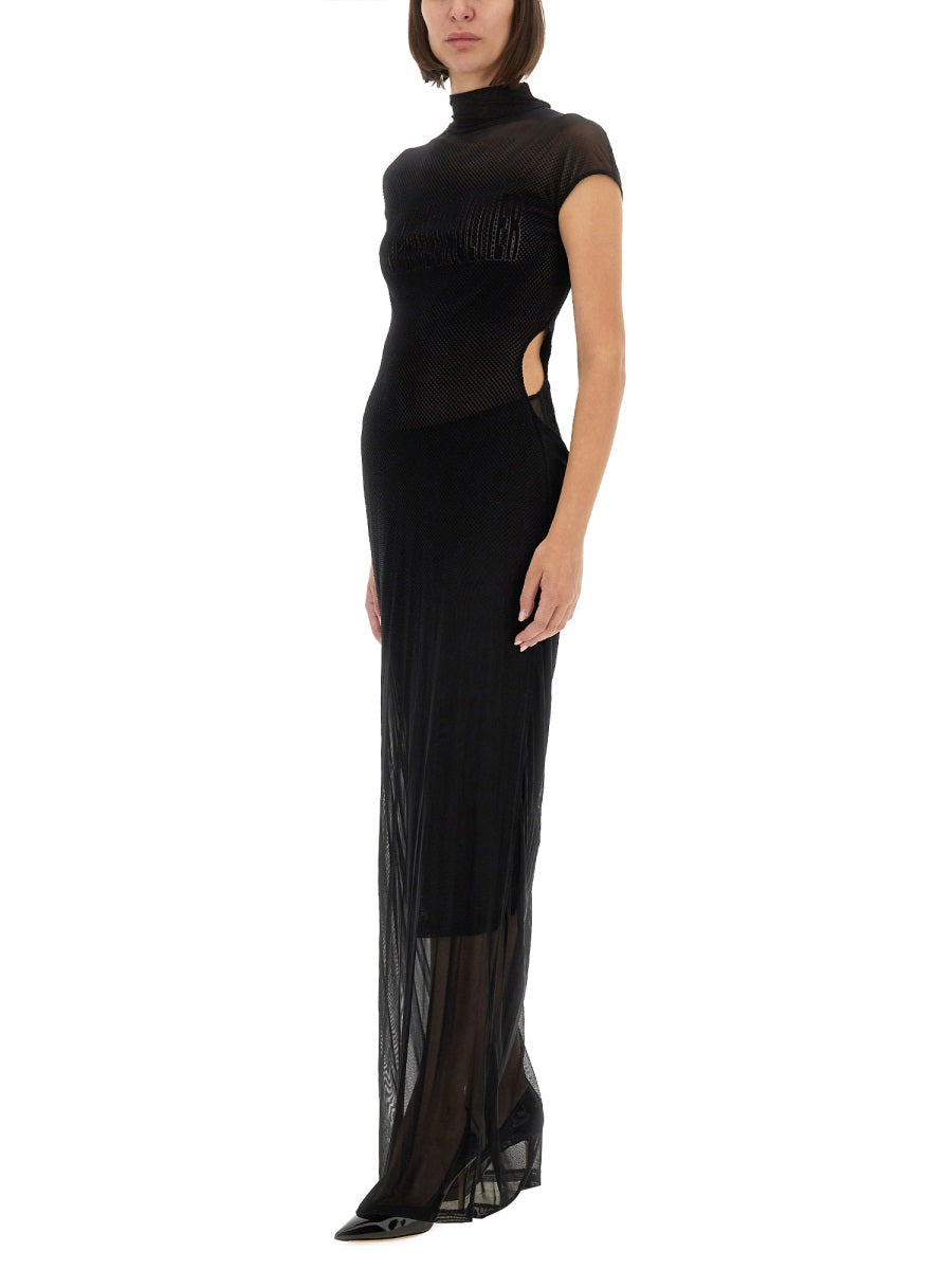 Jean Paul Gaultier Women Mesh Dress With Flocked Logo