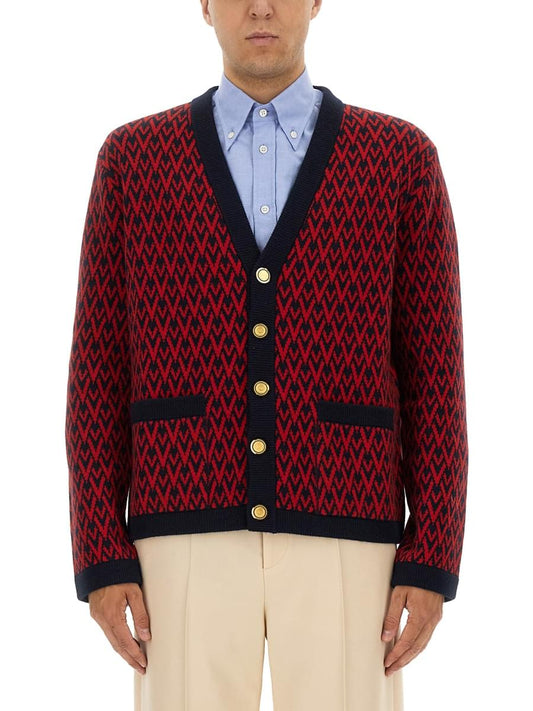 Valentino Men Cardigan With "Toute La V" Pattern