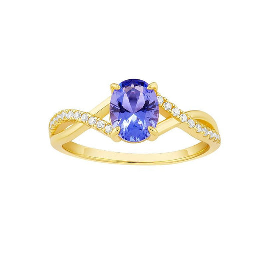 PRIMROSE 18k Gold Over Silver Purple Cubic Zirconia Twist Ring, Womens, Size 9