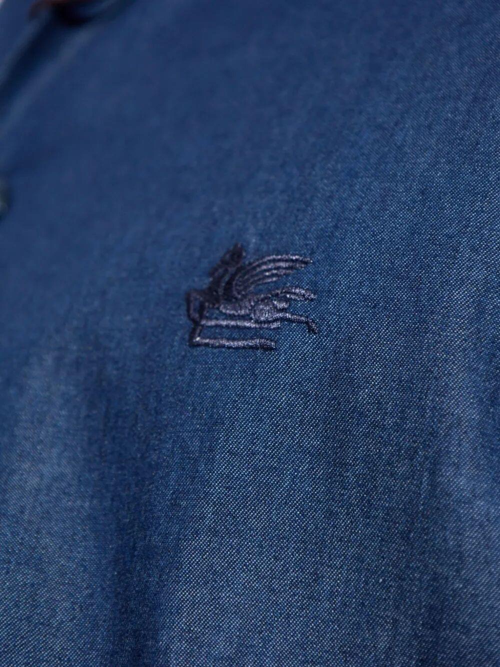 Etro Men Embroidered Logo Cotton Shirt