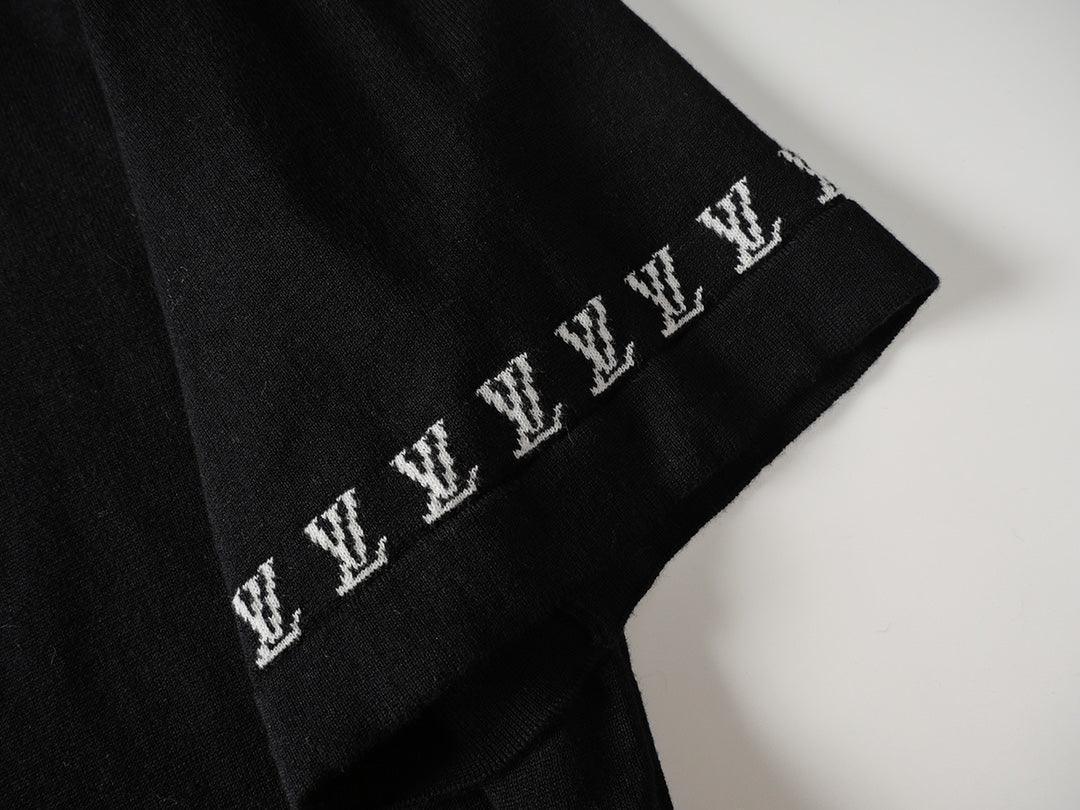 Black fabric with white embroidered logo on a light gray background Louis Vuitton T-Shirt Without Collar 'Black'