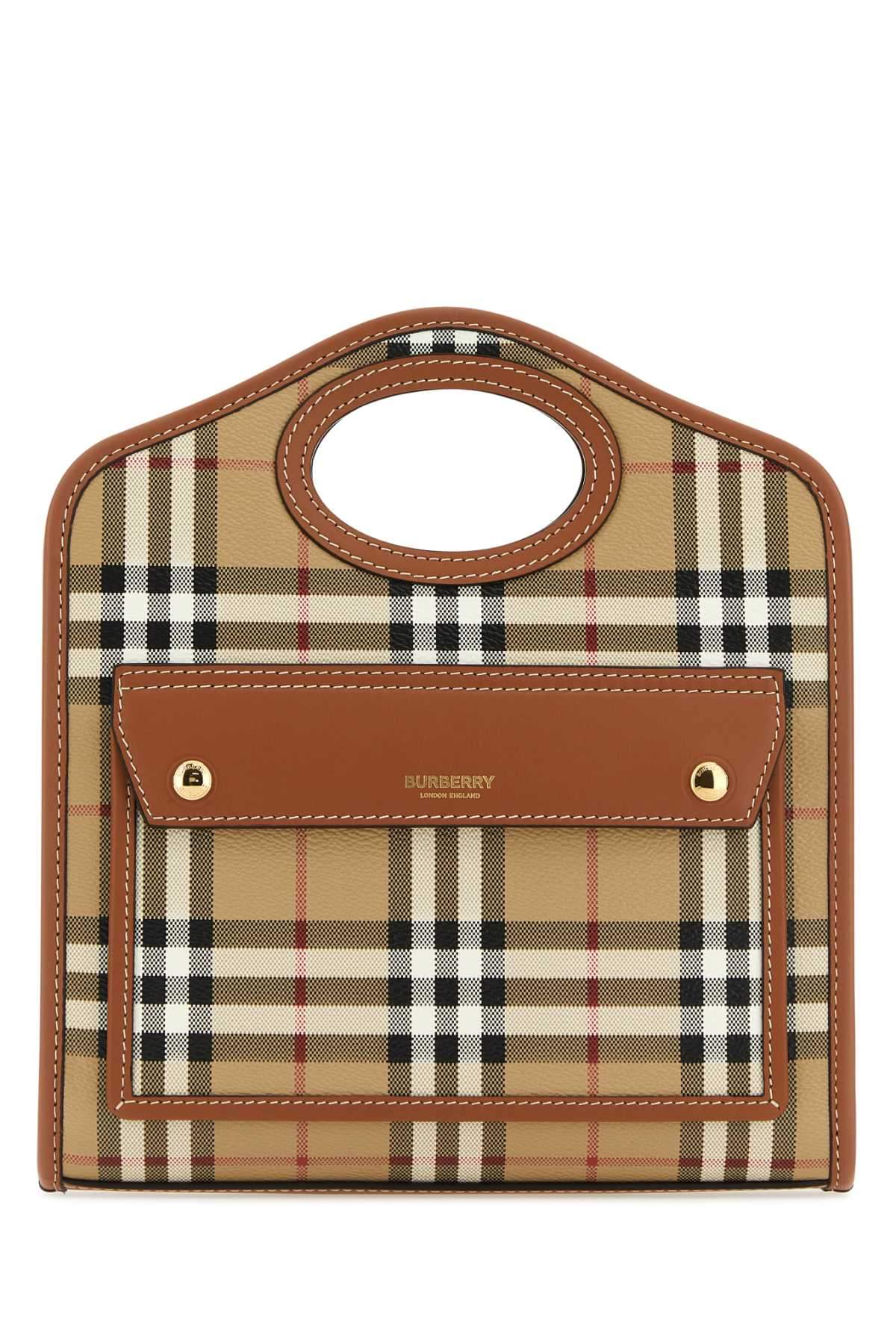 Burberry Women Printed Canvas And Leather Mini Pocket Handbag
