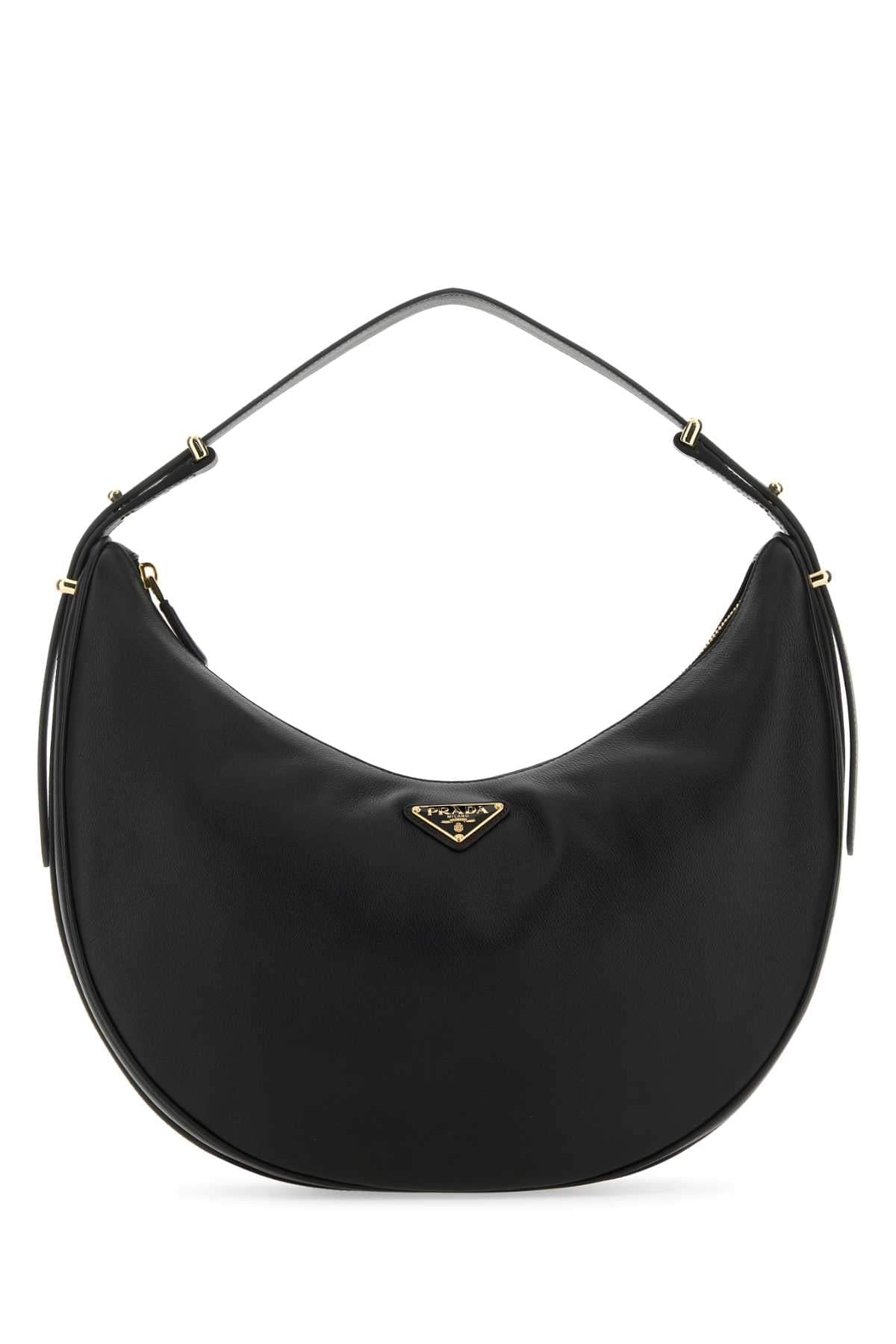 Prada Women Black Leather Big Arquè Handbag