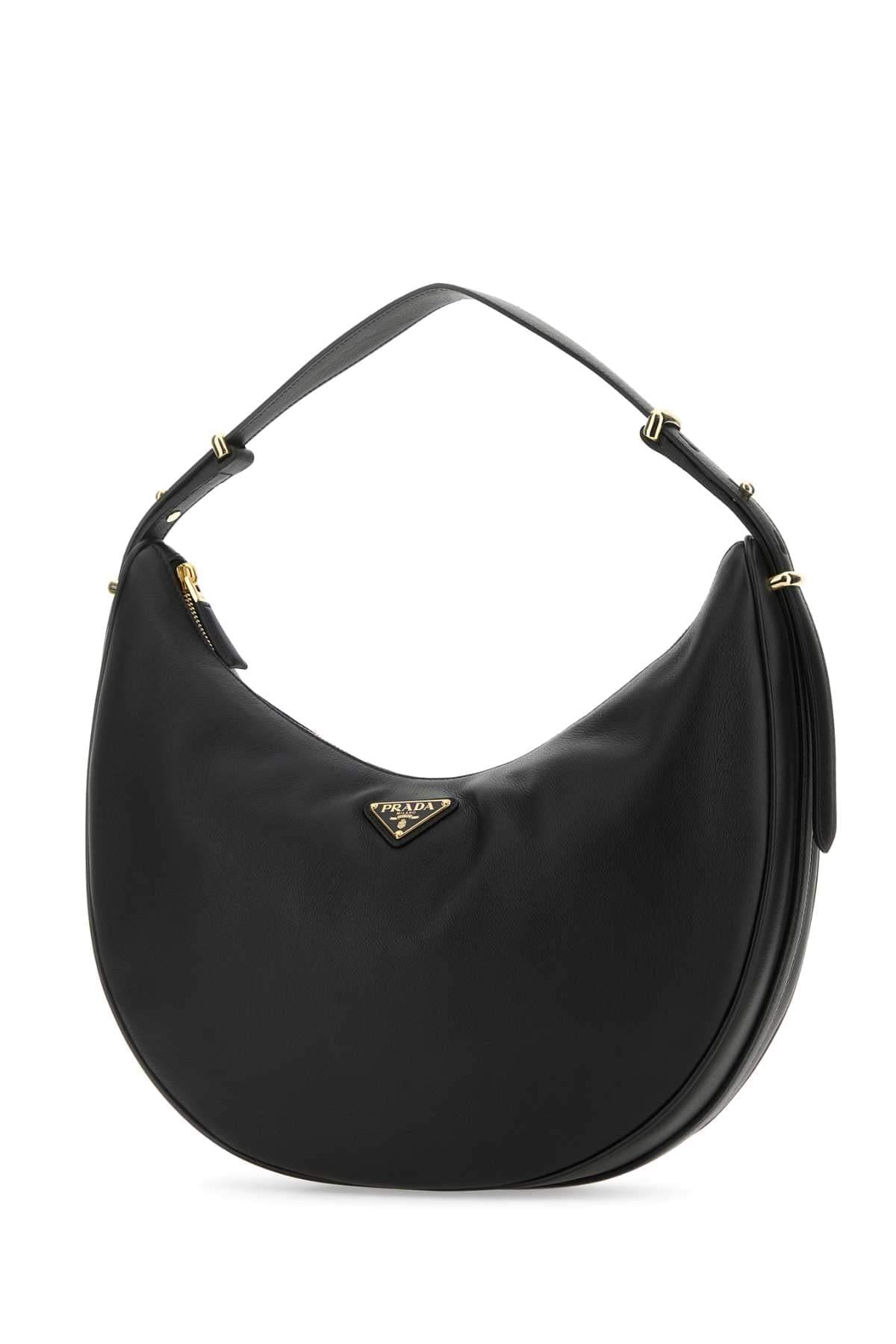 Prada Women Black Leather Big Arquè Handbag