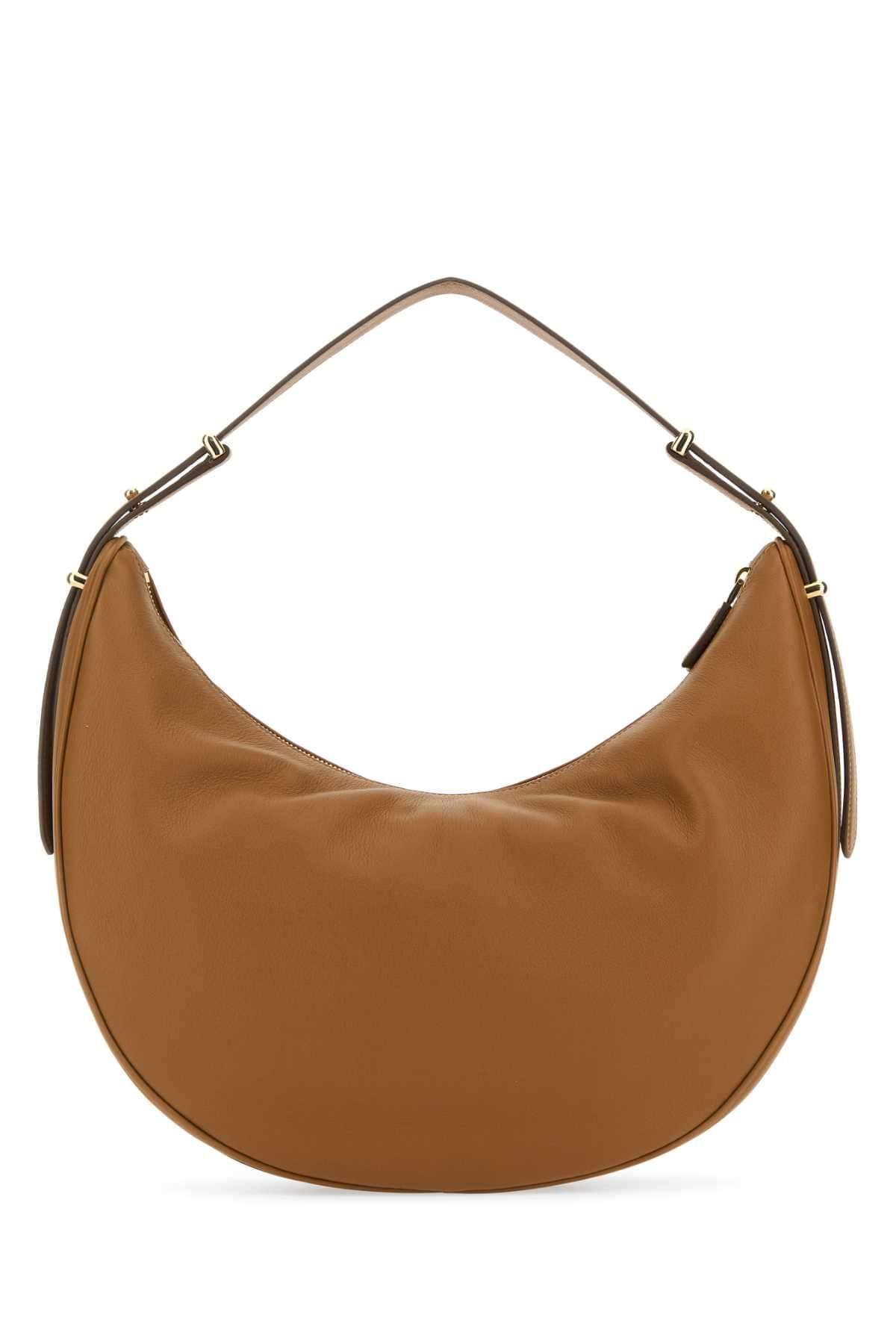 Prada Women Caramel Leather Big Arquè Handbag