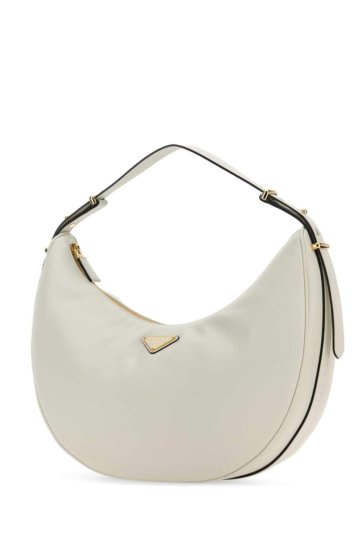 Prada Women White Leather Big Arquè Handbag