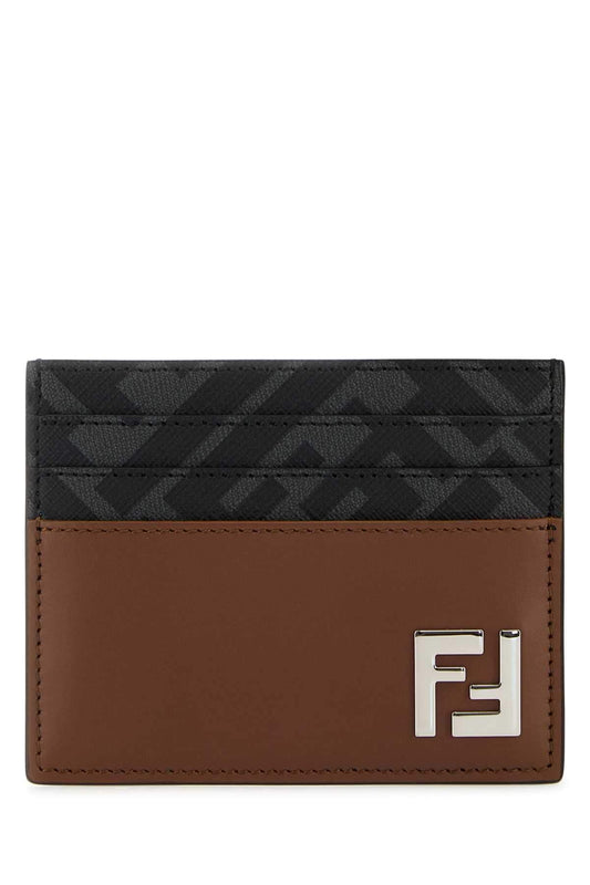 Fendi Men Multicolor Leather And Canvas Cardholder