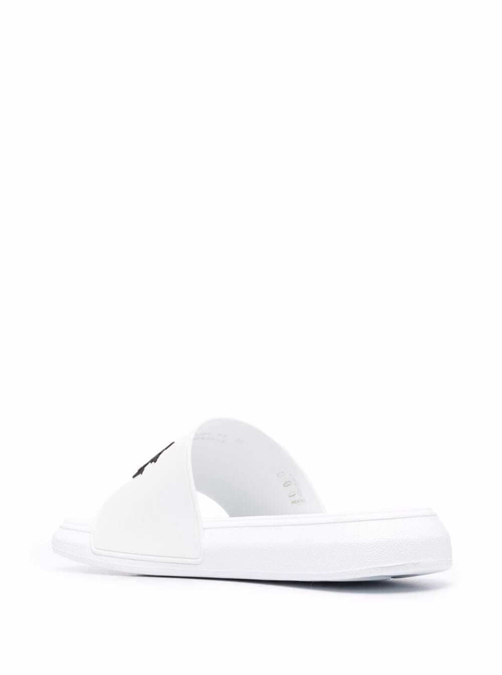 Alexander Mcqueen Men White Logo Pool Slides In Rubber