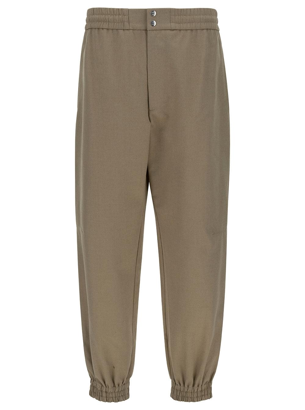 Alexander Mcqueen Men Beige Cargo Pants With Elastic Waistband In Cotton Man