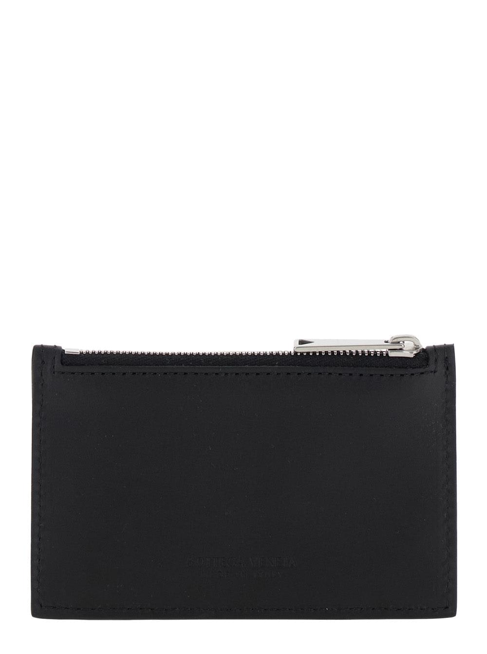 Bottega Veneta Men Black Card-Holder With Intreccio Motif In Leather Man