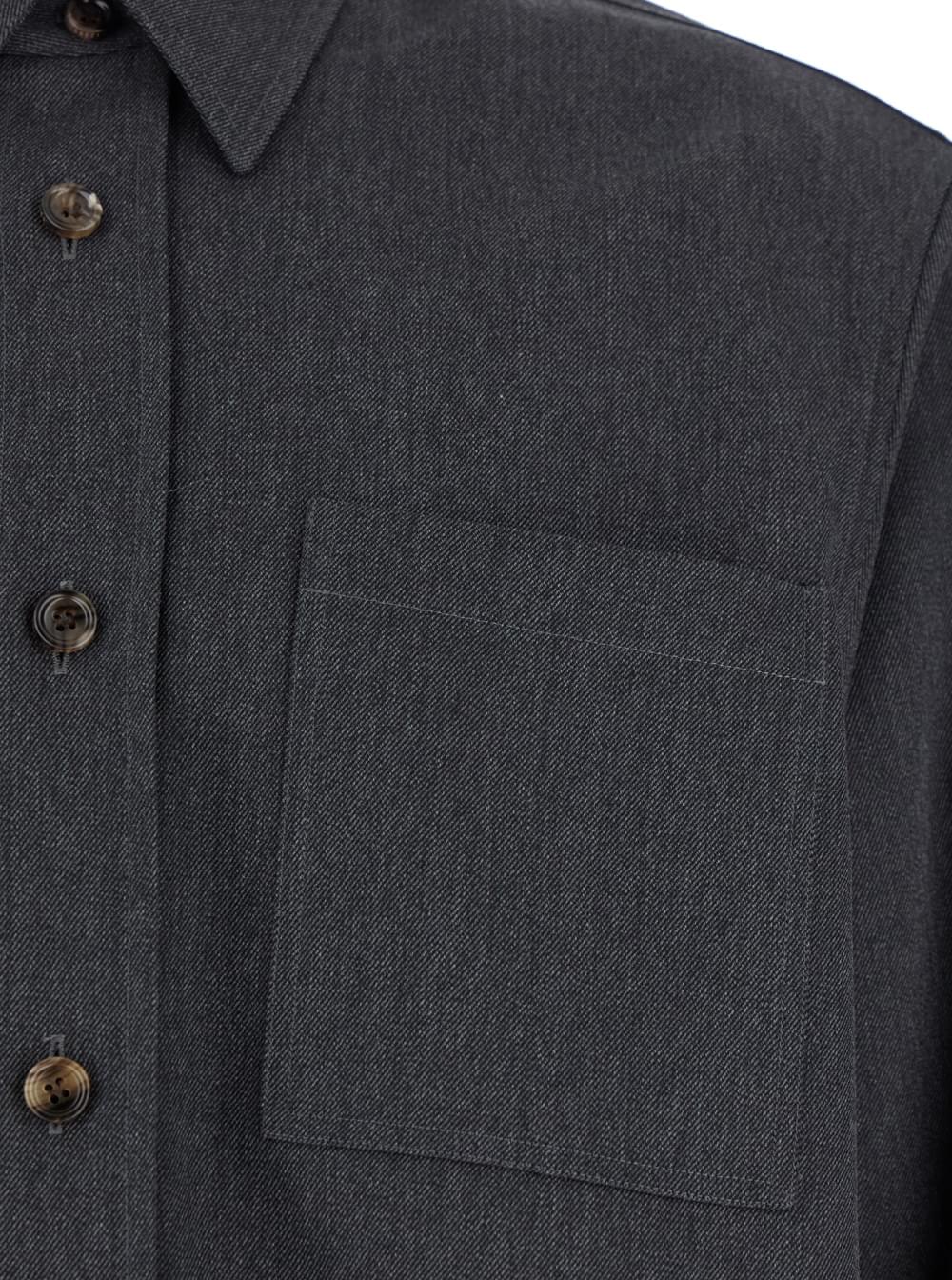 Gucci Men Grey Shirt With Pointed Collar In Wool Man
