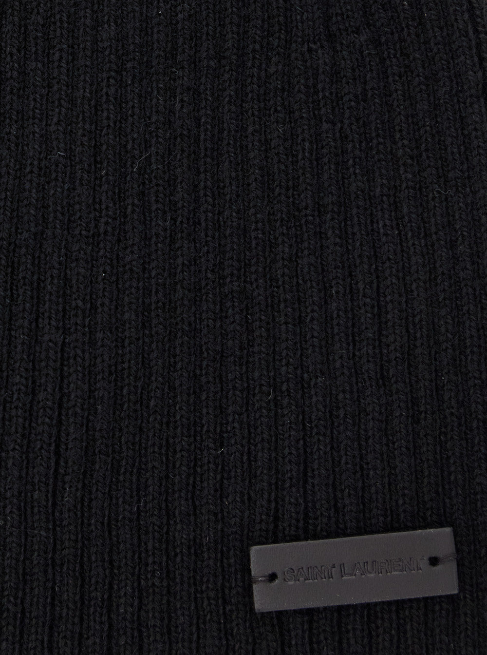 Saint Laurent Men Black Beanie With Logo Patch In Cashmere Man
