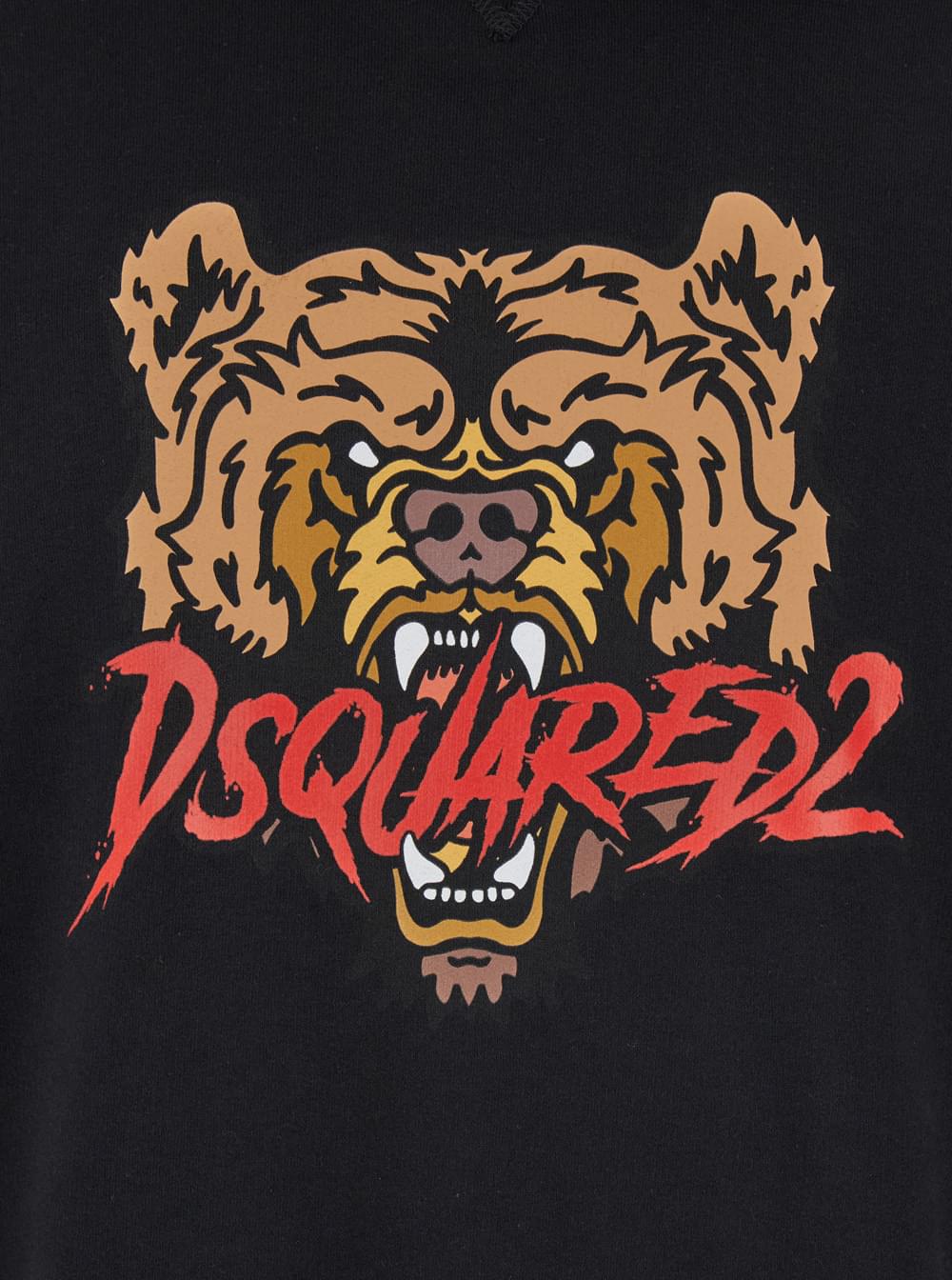 Dsquared2 Men Black Hoodie With Drawstring Hood And Maxi Logo Print On The Front In Cotton Man