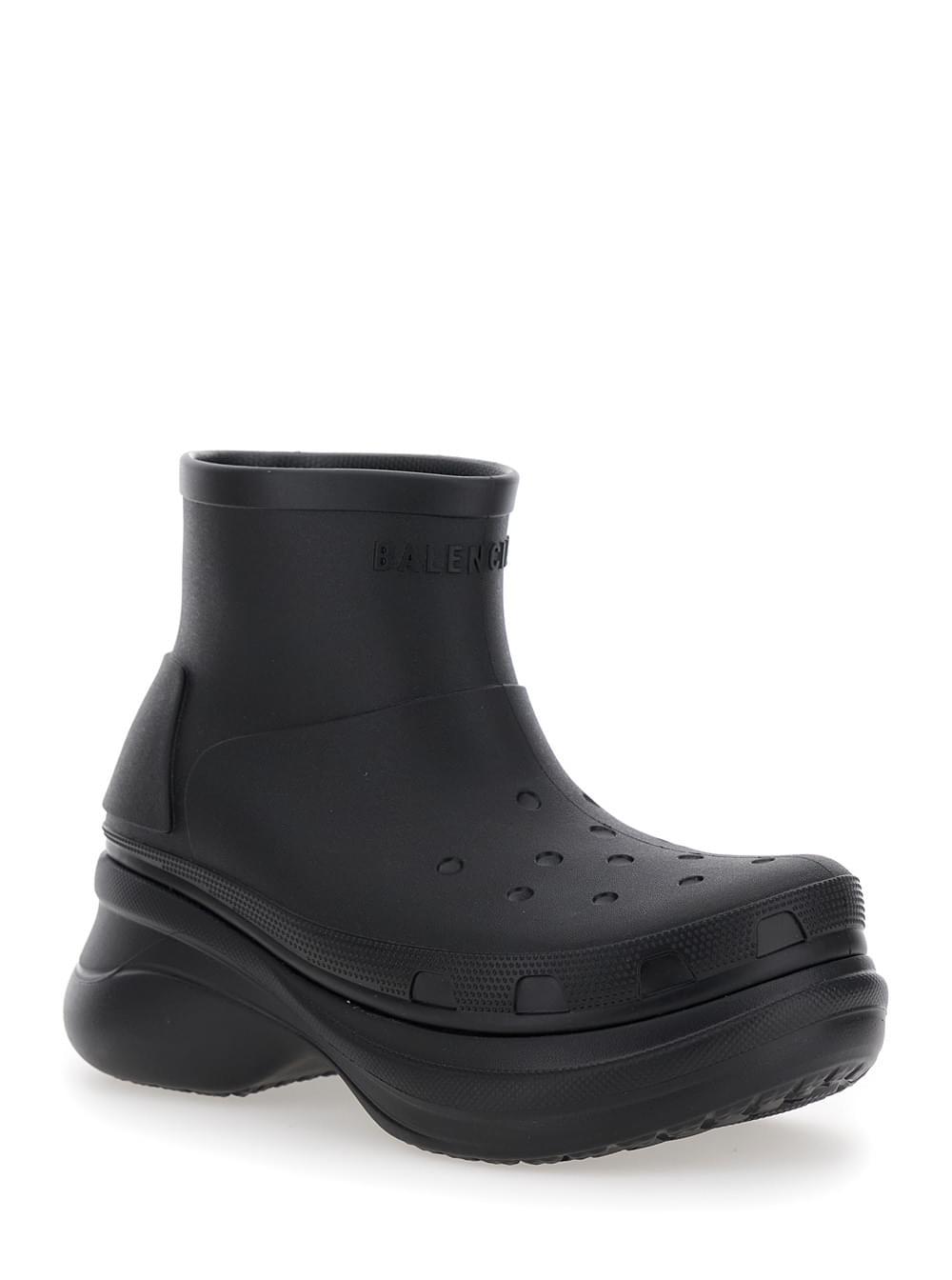 Balenciaga Men 'Crocs' Black Ankle Boots With Embossed Logo On The Front In Tech Fabric Man