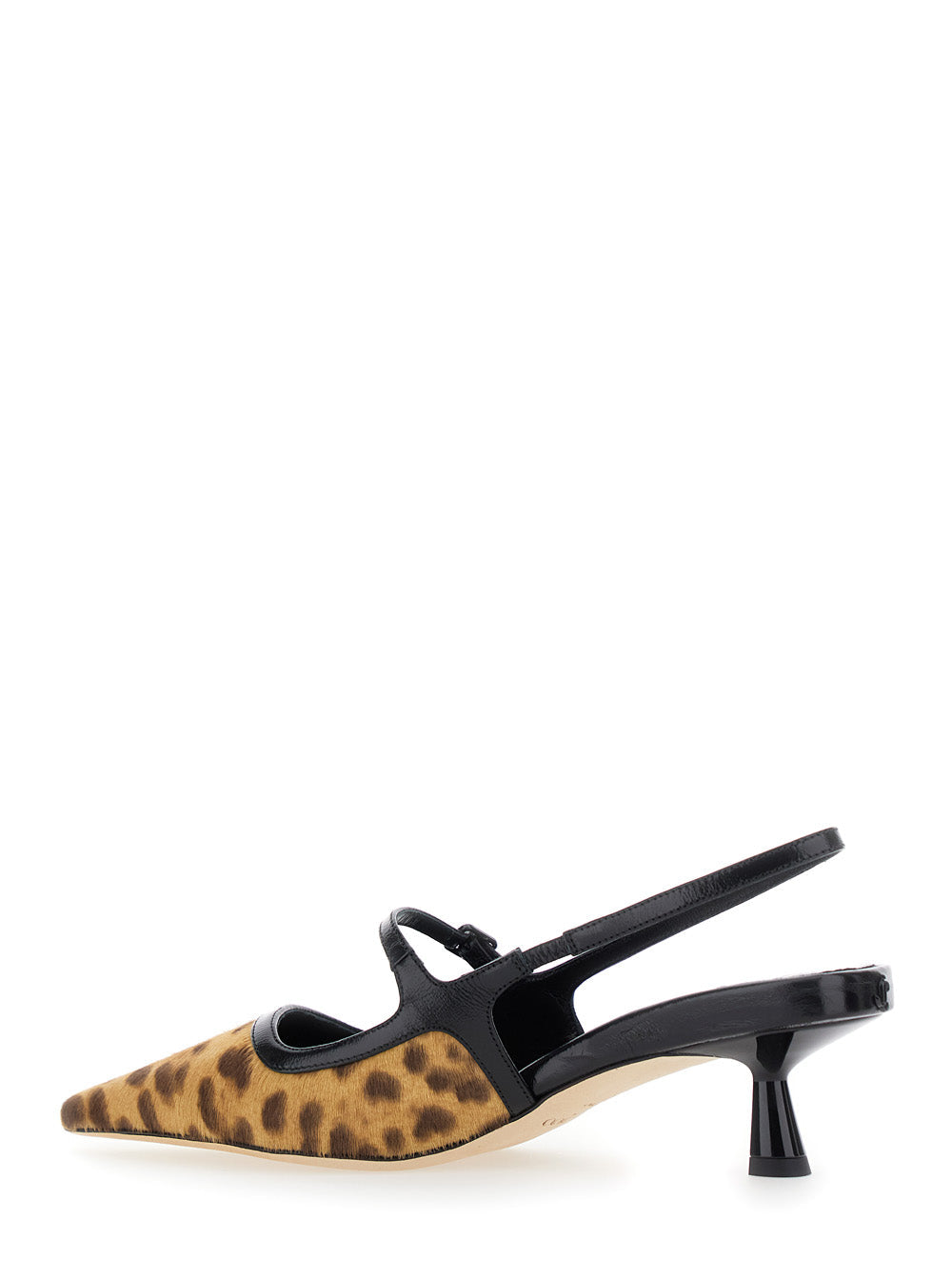 Jimmy Choo Women 'Didi' Brown Slingback Pumps With Leopard Motif And Sculpted Heel In Leather Woman