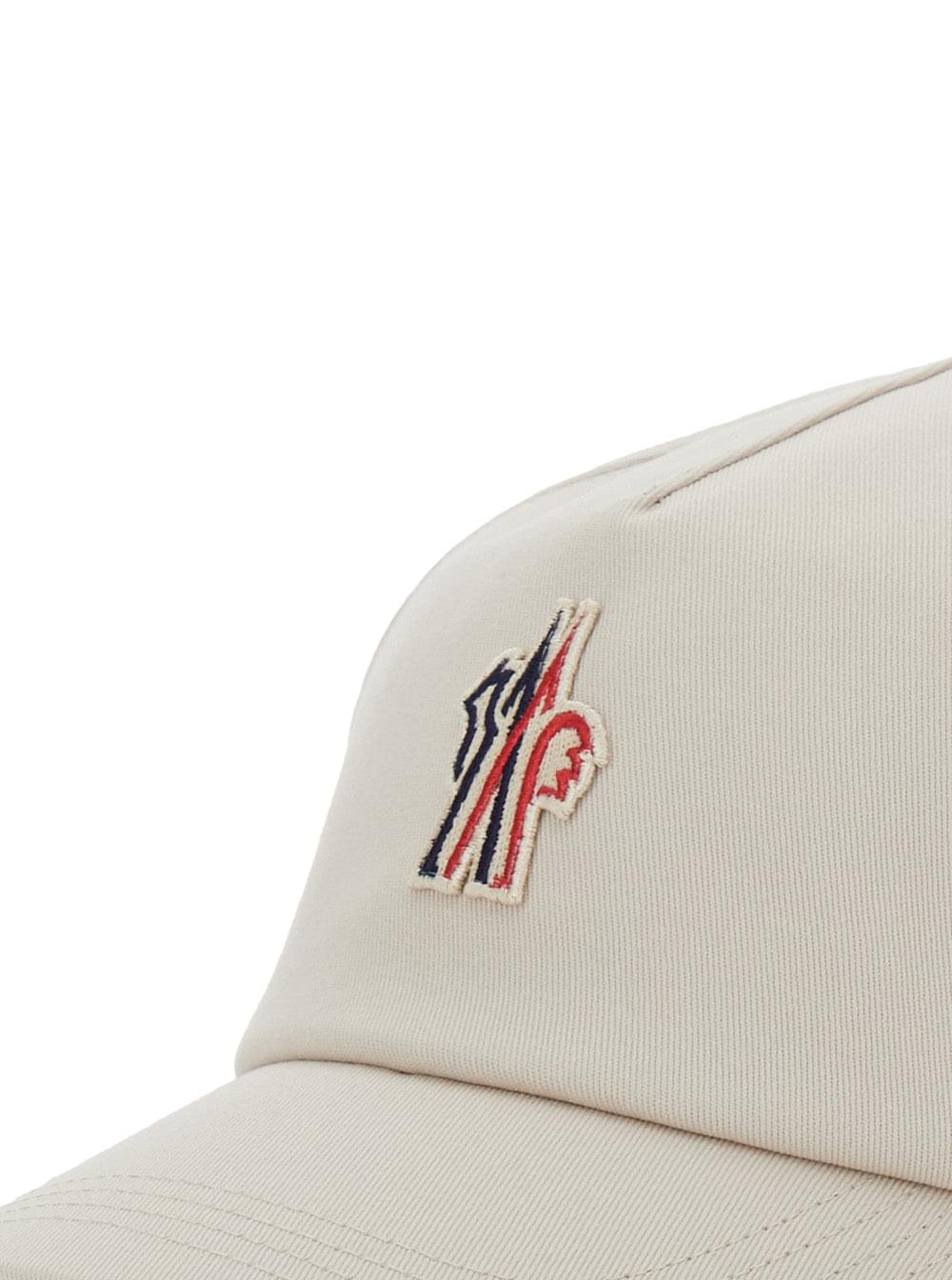 Moncler Grenoble Men Grey Baseball Cap With Logo Embroidery In Cotton Man