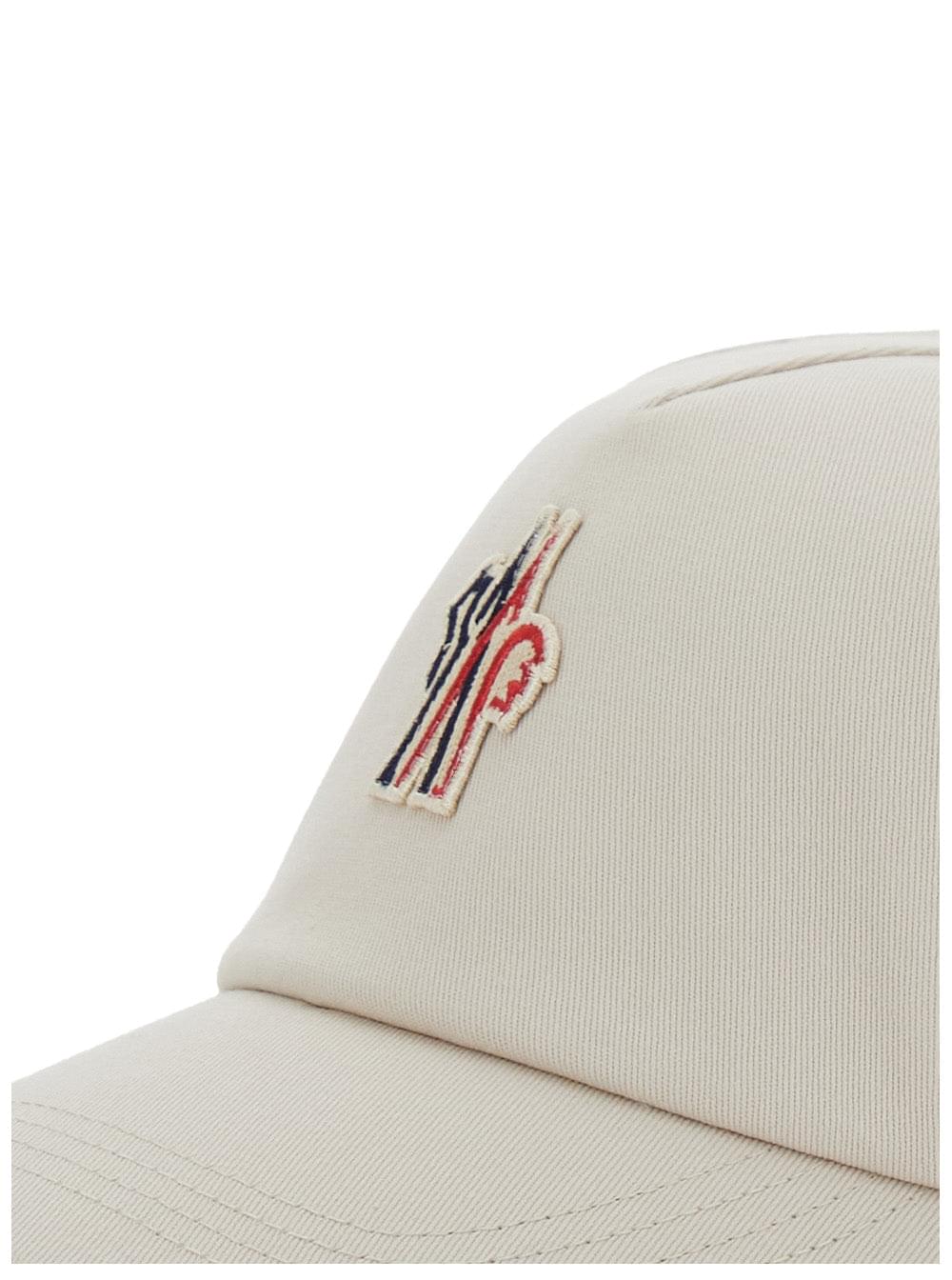 Moncler Grenoble Women White Baseball Cap With Logo Patch On The Front In Cotton Woman