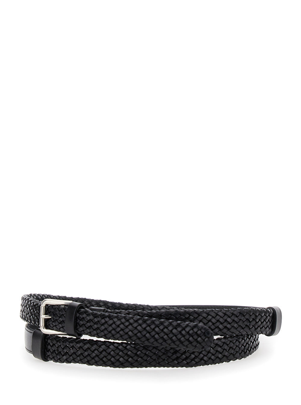 Dolce & Gabbana Men Black Belt With Buckle Closure And Interwoven Design In Leather Man