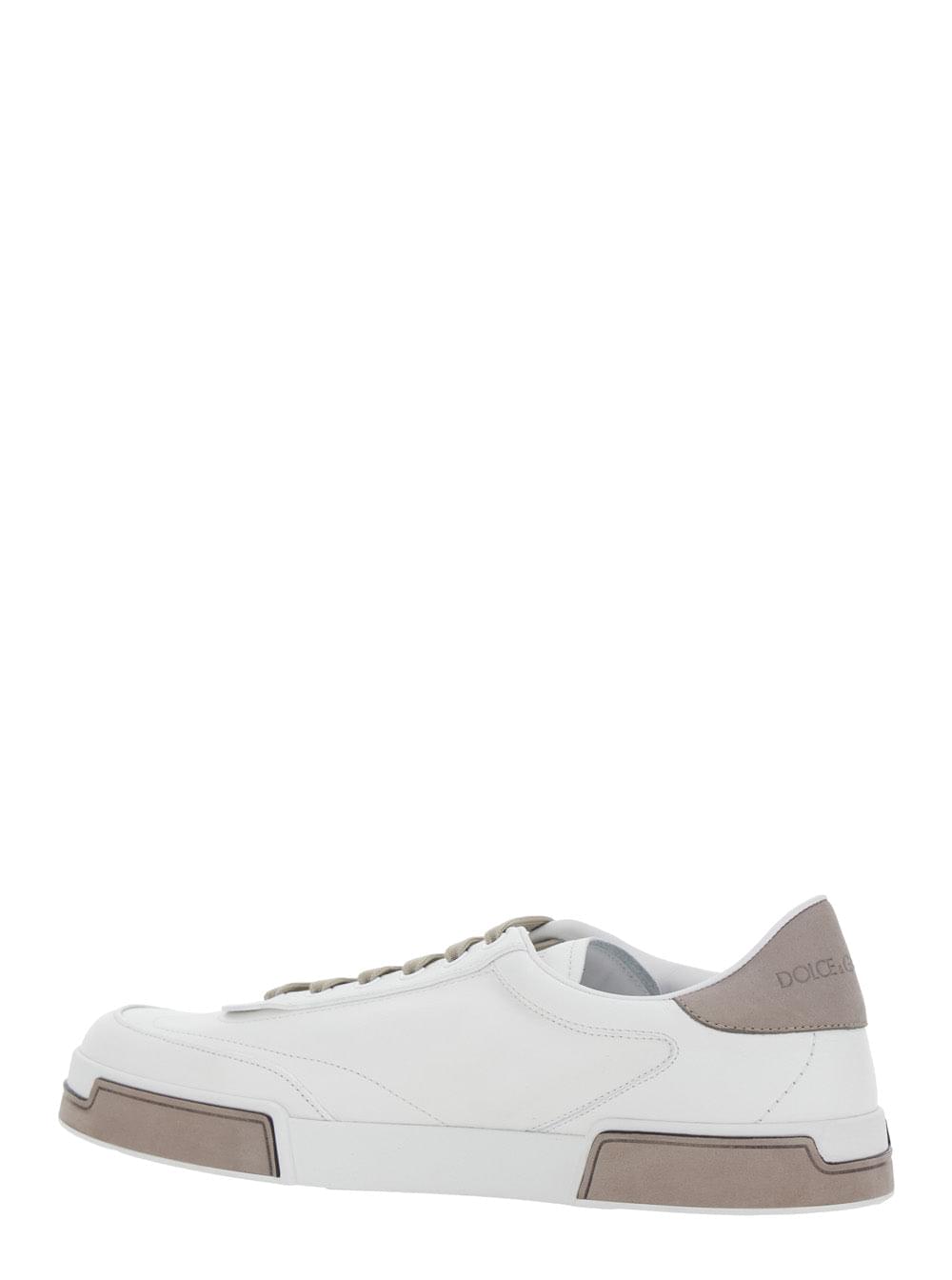 Dolce & Gabbana Men 'Portofino' White Sneaker With Logo Print On The Sole In Leather Man
