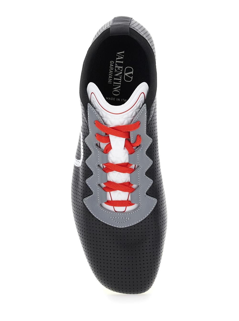 Valentino Garavani Men Black Sneakers With Asymmetric Toe And Vlogo Detail On The Side In Tech Fabric Man