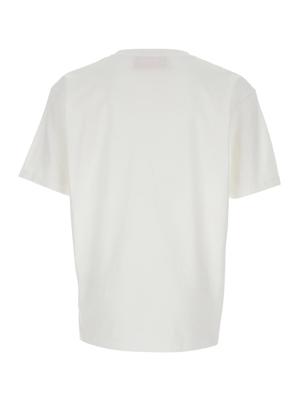Valentino Men 'Chez' White Crewneck T-Shirt With Maxi Logo Print On The Front In Cotton Man
