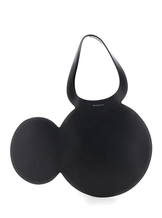 Coperni Women 'Mickey' Black Handbag With Cut-Out Handle And Logo Lettering On The Front In Leather Woman