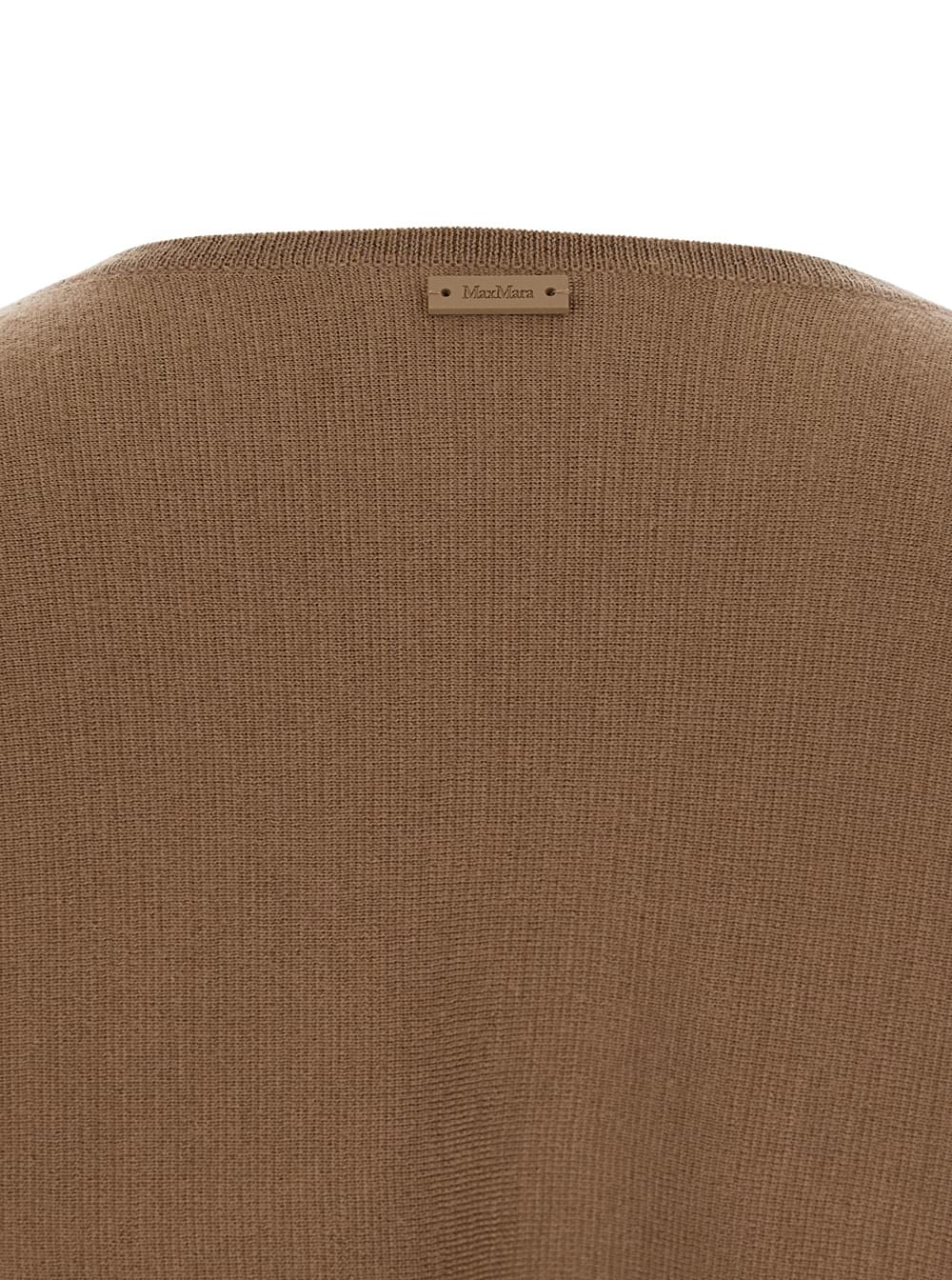 Max Mara Women 'Frais' Brown Crewneck Sweater With Cuffs With Ties In Wool Woman