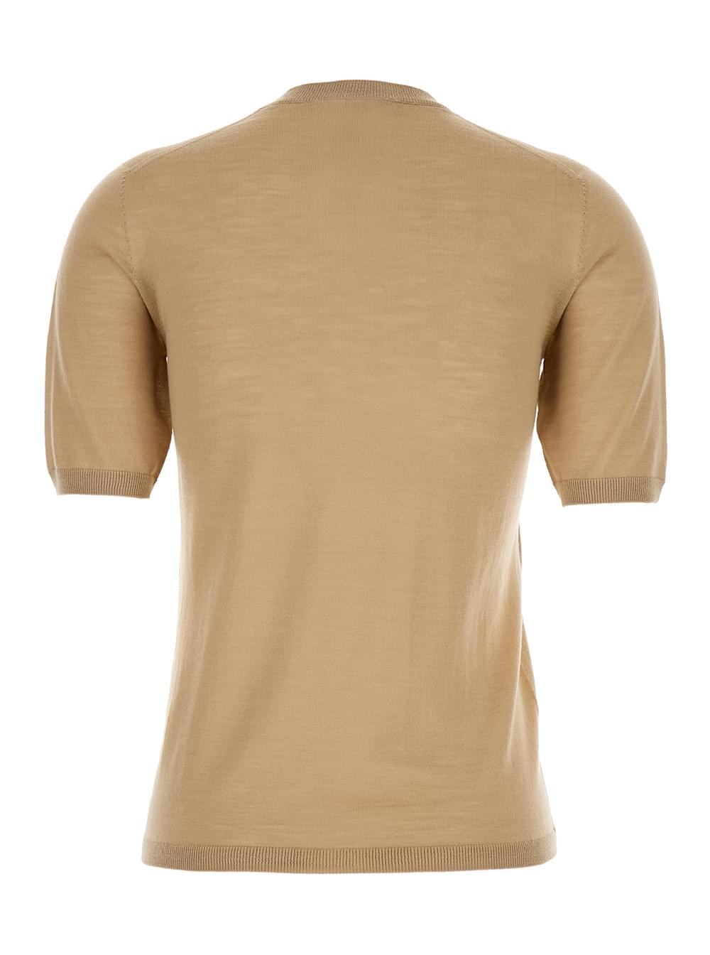 Max Mara Women 'Gerico' Beige Crewneck Sweater With Short Sleeves In Wool Woman