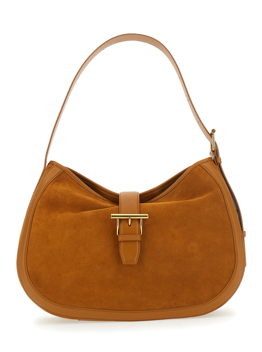 Alexander Mcqueen Women Brown Shoulder Bag With Adjustable Shoulder Strap And T Buckle Closure On The Front In Suede Woman
