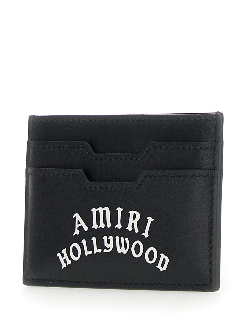 Amiri Men Black Card Holder With Logo Lettering On The Front And Embossed Logo On The Rear In Leather Man