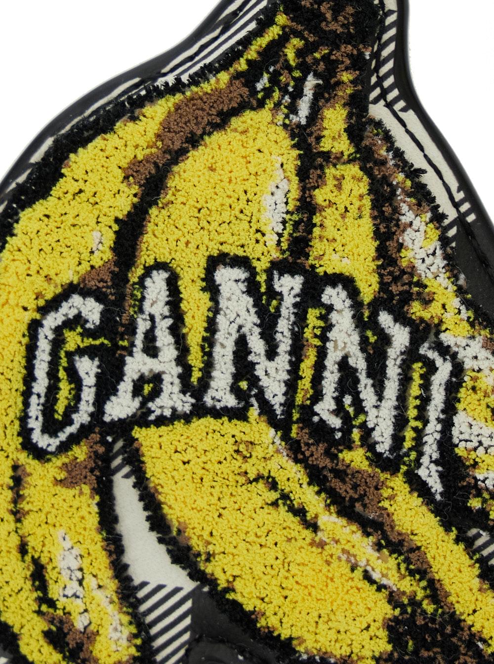 Ganni Women Multicolor Banana Shaped Keyring With Logo Lettering On The Front In Leather And Tech Fabric Woman