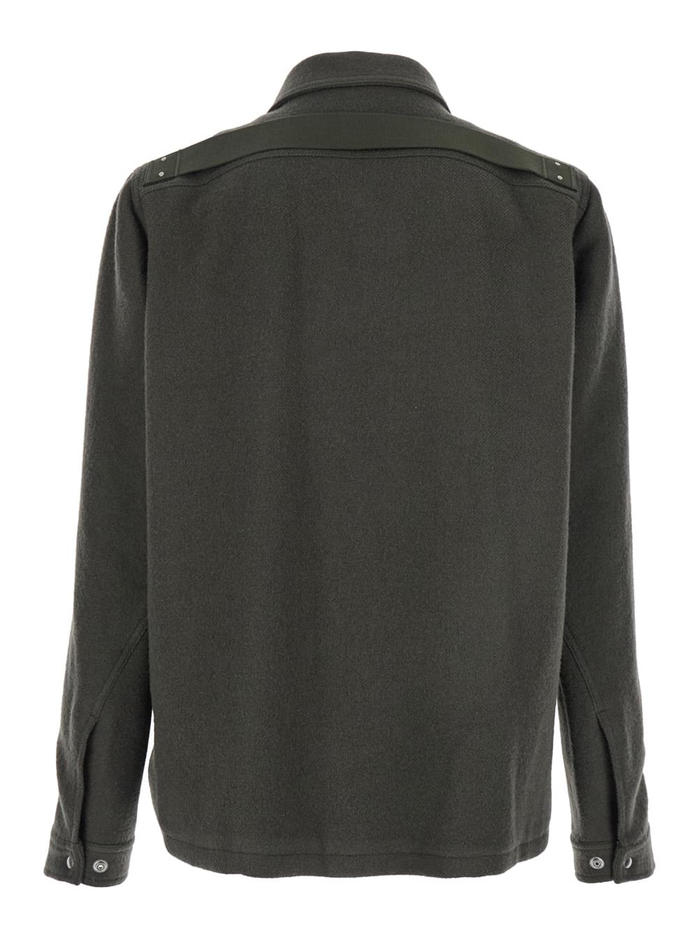 Rick Owens Men 'Brad' Green Jacket With Classic Collar In Wool Man